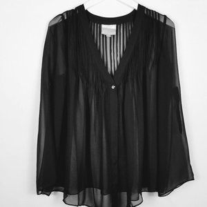 Romeo & Juliet Black Chiffon Pleated Blouse - S